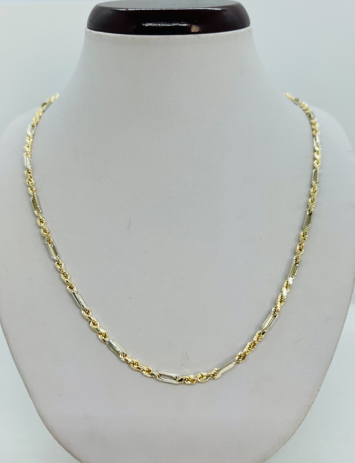 14K Gold Two Tone Figarope Chain Necklace Men’s/Women’s 3mm 16″-26″