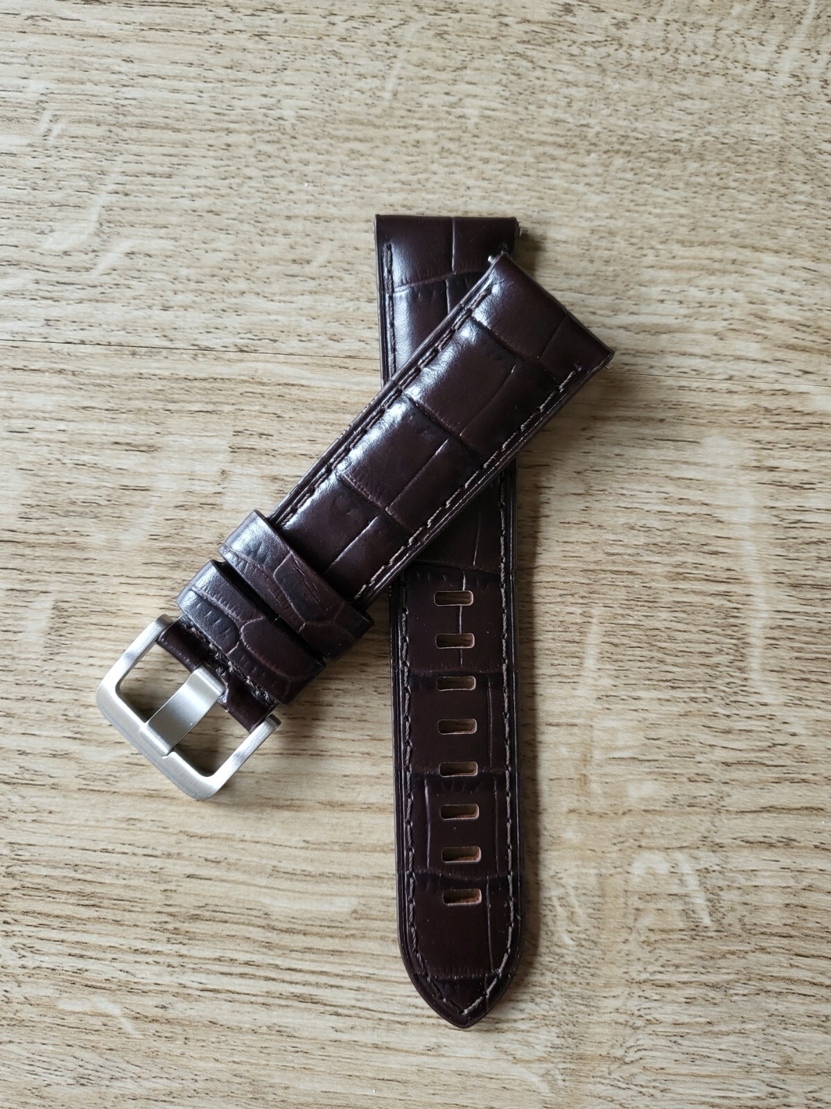DARK BROWN GENUINE LEATHER WATCH STRAP 22MM EASY FIT HIGH QUALITY STEEL BUCKLE
