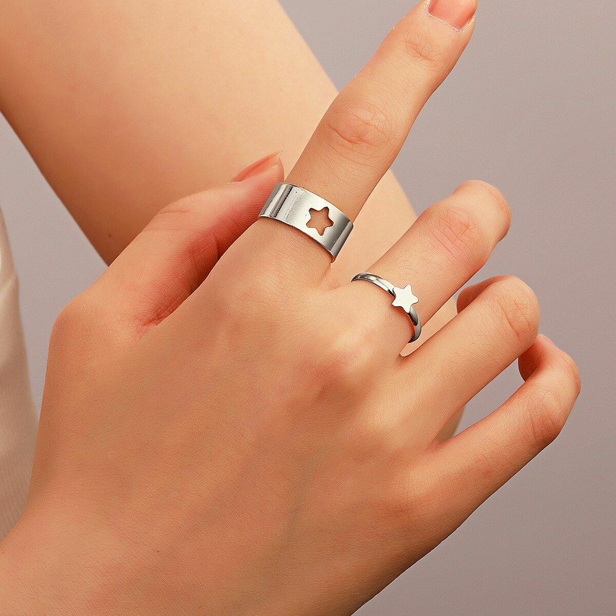 Hollow Love Couple Rings Open Index Finger Fashion Jewelry Ring Trend