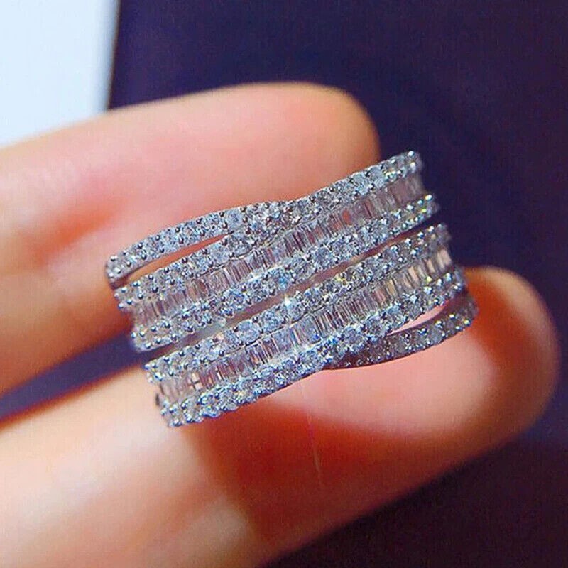 4.20Ct Lab Created Diamond Baguette Eternity Wedding Band 14K White Gold Plated