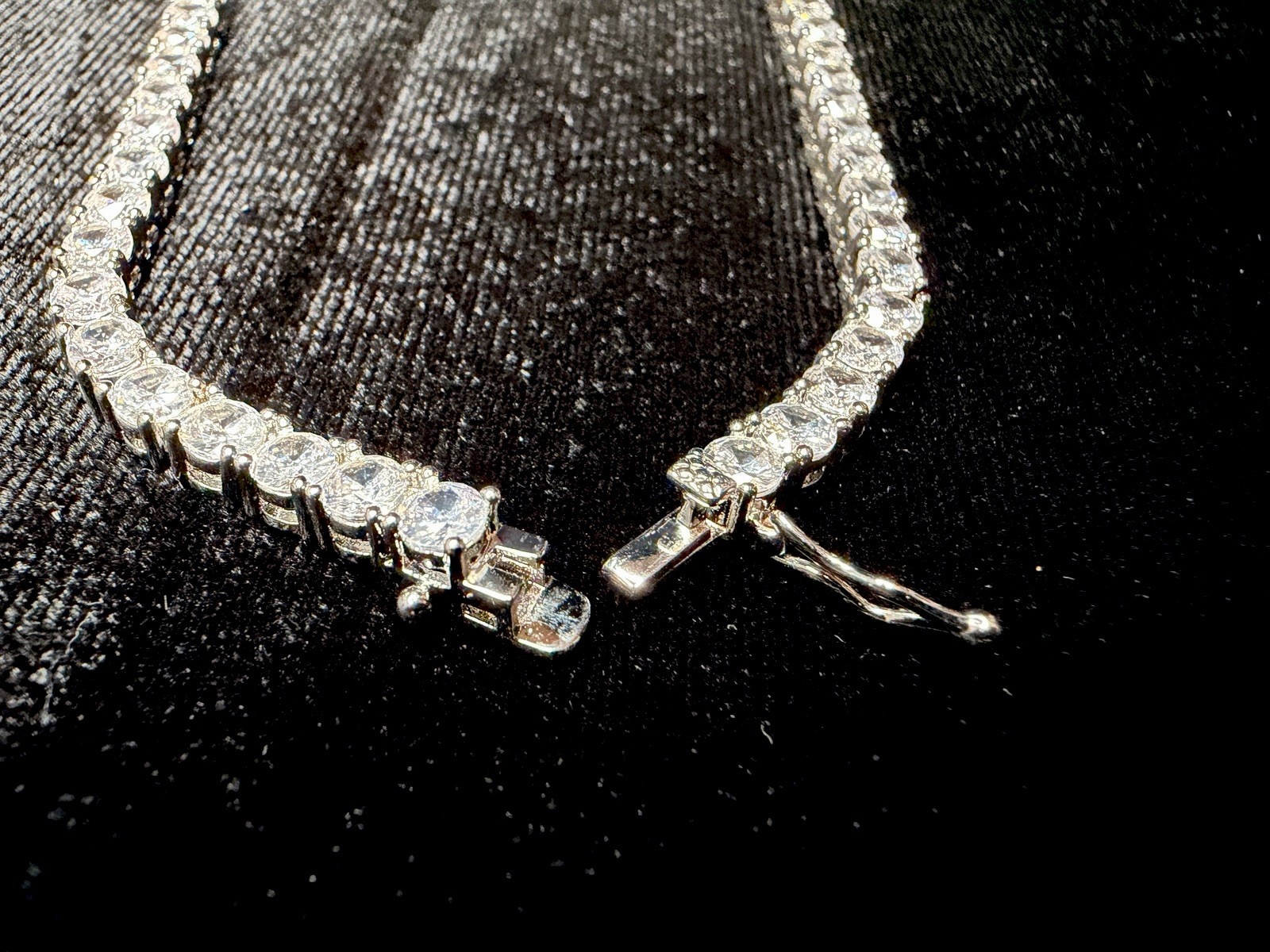 4mm Tennis Necklace 20in 14K White Gold Filled Round CZ Box Clasp. Beautiful!