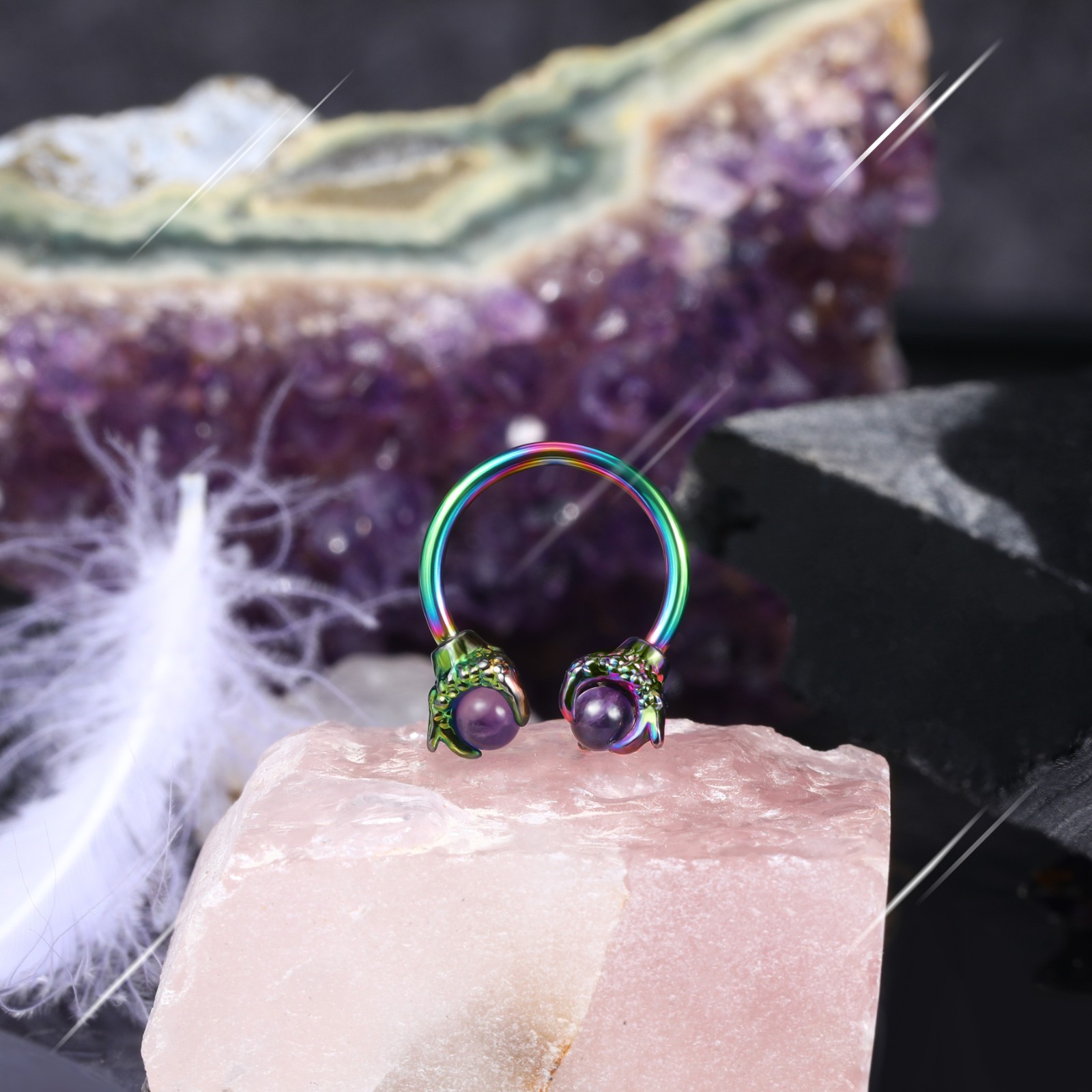16G 316L Surgical Steel Circular Piercing Septum Ring Earring Weight Horse Shoes