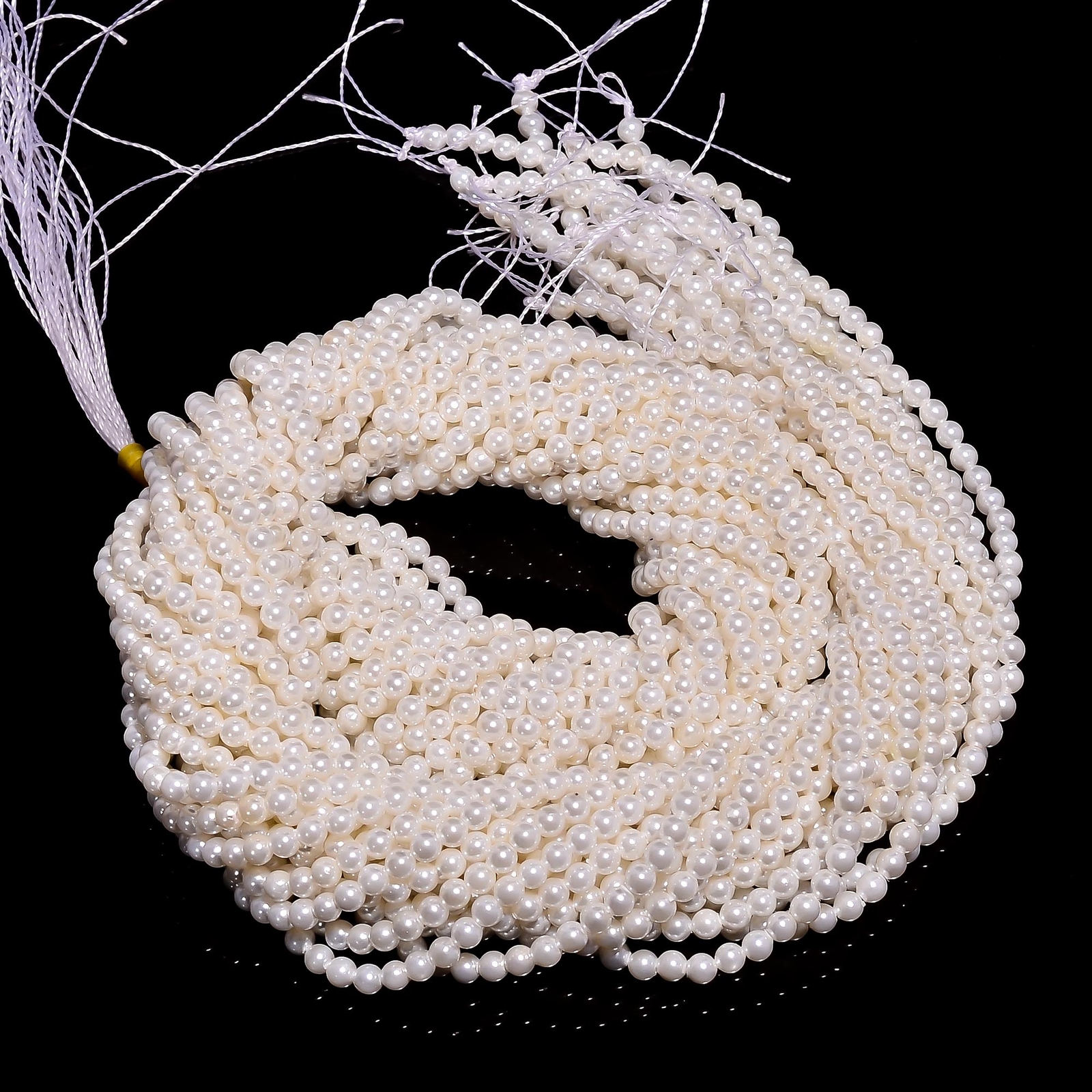 Fresh Water Coated Pearl Gemstone Round Smooth Beads 3X3 mm Strand 13″ EB-91