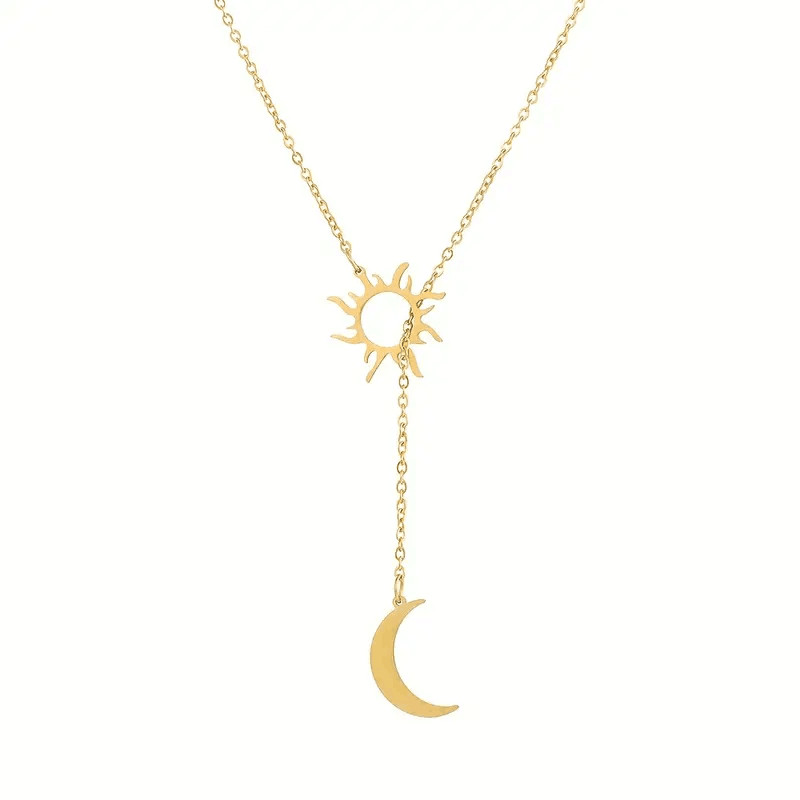 Stainless Steel Sun Moon Totem Necklace Women Exquisite Summer Party Trendy Gift