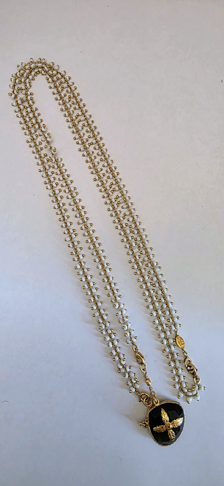 GAS Bijoux mother-of-pearl necklace gold plated black quartz pendant
