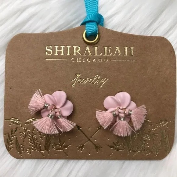 NWT Anthropologie Boho Jewelry Fleur Earrings Blush Pink Tassel Whimsical