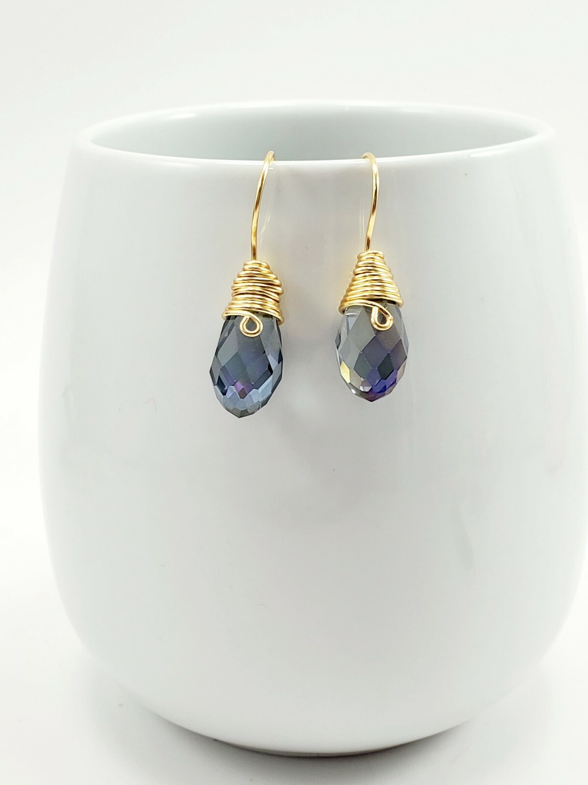 wedding bridal clear crystal Gold tone dangle teardrop earrings Fashion Jewelry