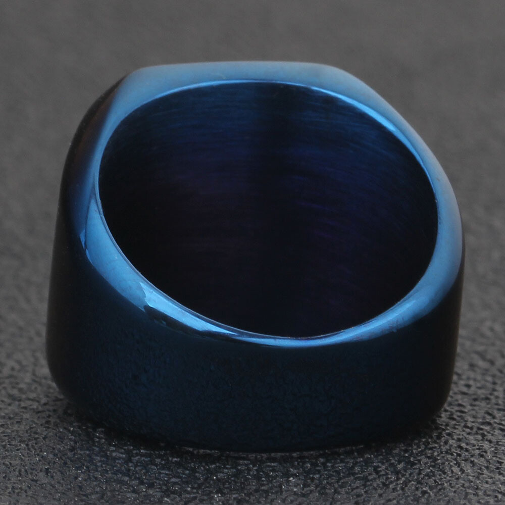 Mens Polished Titanium Stainless Steel Ring Faith Rocker Biker Seal Jewelry
