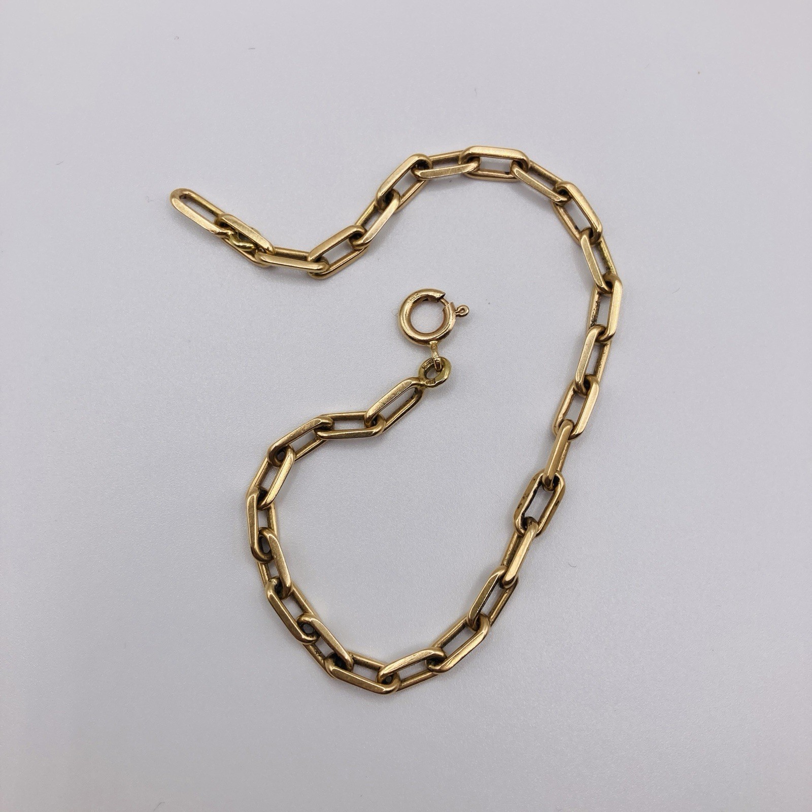 Vintage Italian Yellow 14k Gold Chain Bracelet 7.5″ Oval Paperclip Link 8g