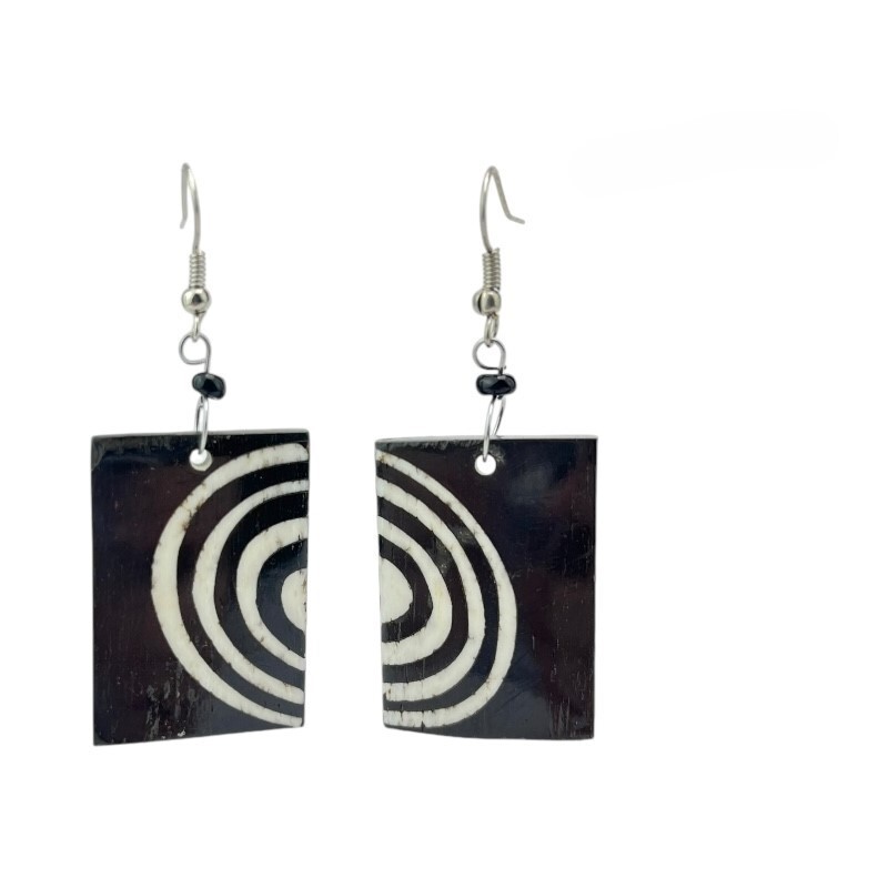 Africa Handmade Batik Print Bovine Bone Earrings – Unique African Jewelry