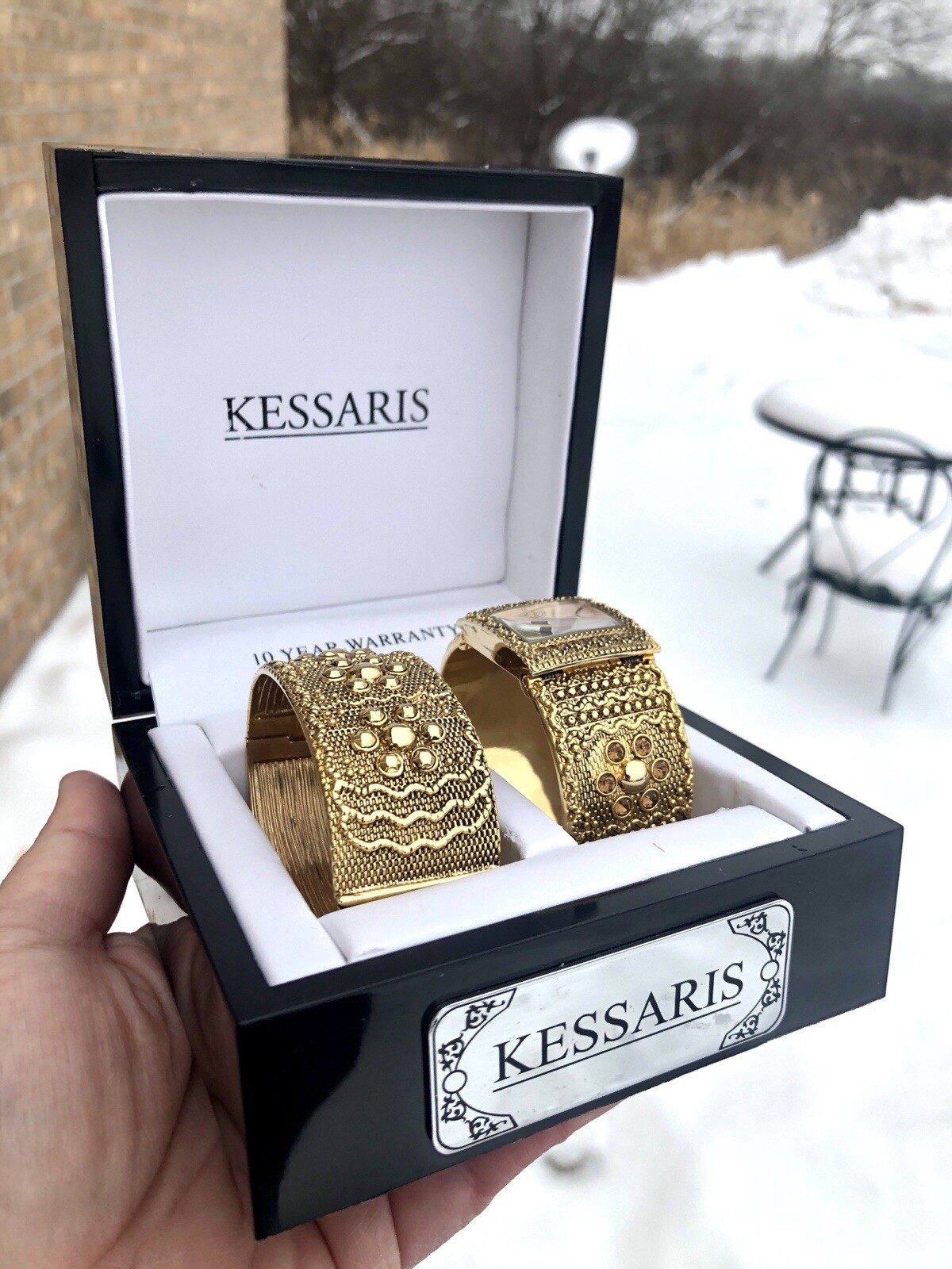 Kessaris Sparkling Crystal Rhinestones Gold Ladies Watch & Bracelet New In Box