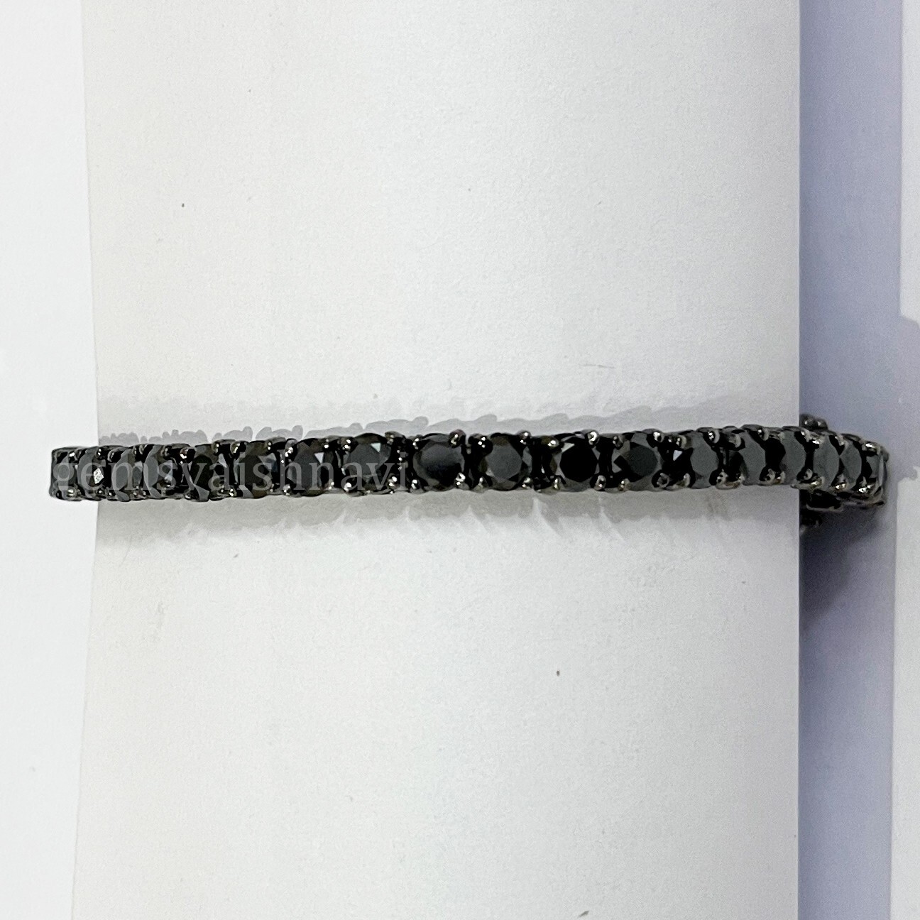 Unisex Black Diamond Tennis Bracelet In 925 Sterling Silver Black Gold Finish !
