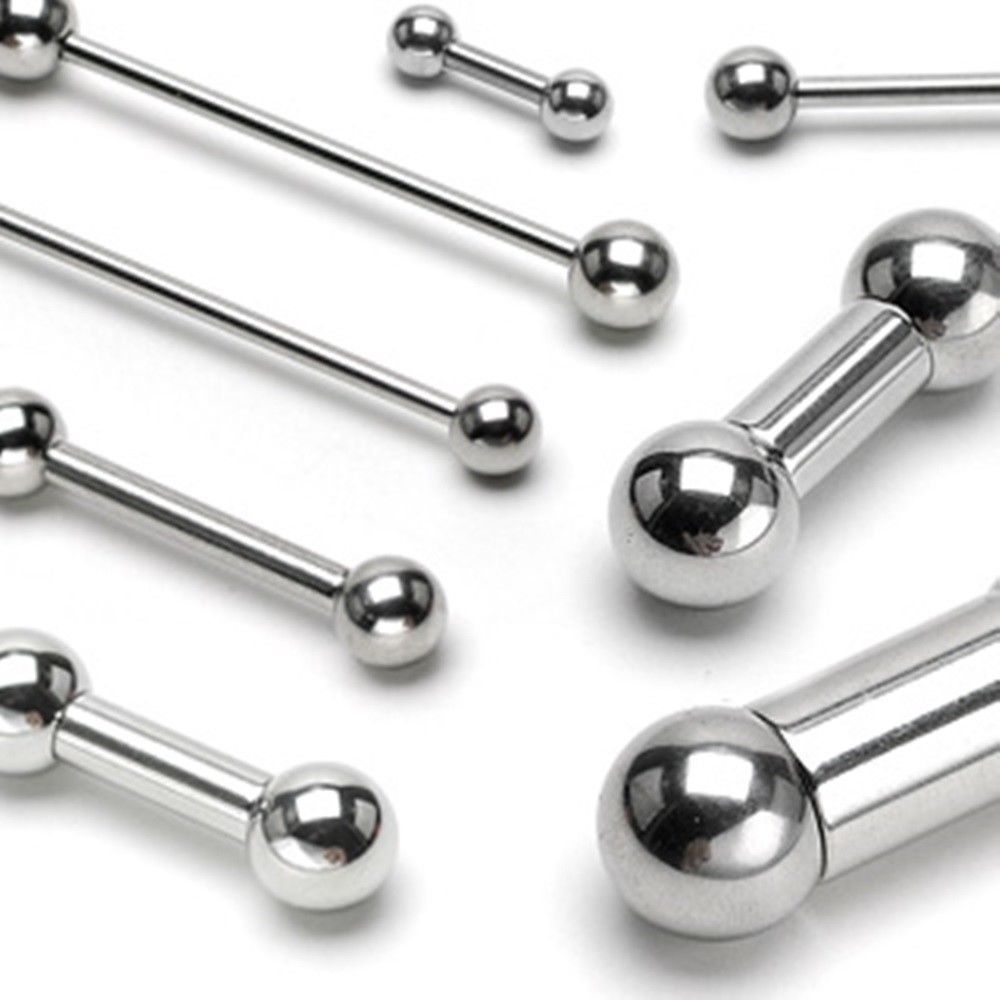 Barbell Tongue Nipple Ring 14 Gauge 9/16″ 5mm Balls Steel *