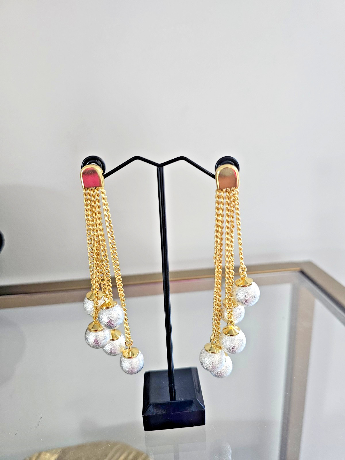 Ladies Women Gold and Silver Astral Harmony Dangle Earrings