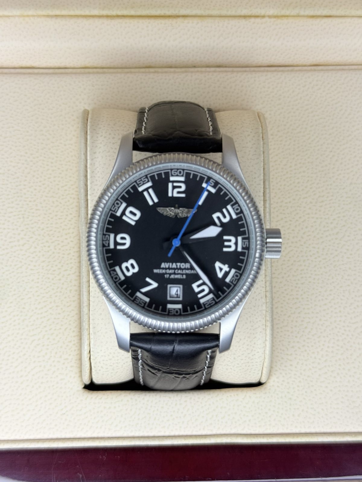 Aviator Watch Mechanical Soviet USSR Pilot Military Calendar Day Raketa Vintage