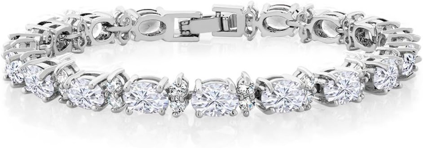 20.00 Ct Gorgeous Oval and Round 7 Inch Sparkling Cubic Zirconia CZ Tennis Br…