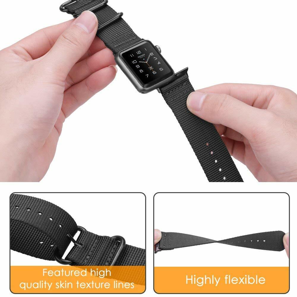 Nylon Canvas Band Bracelet For Apple Watch 5 4 3 2 1 iWatch Strap 42/44mm