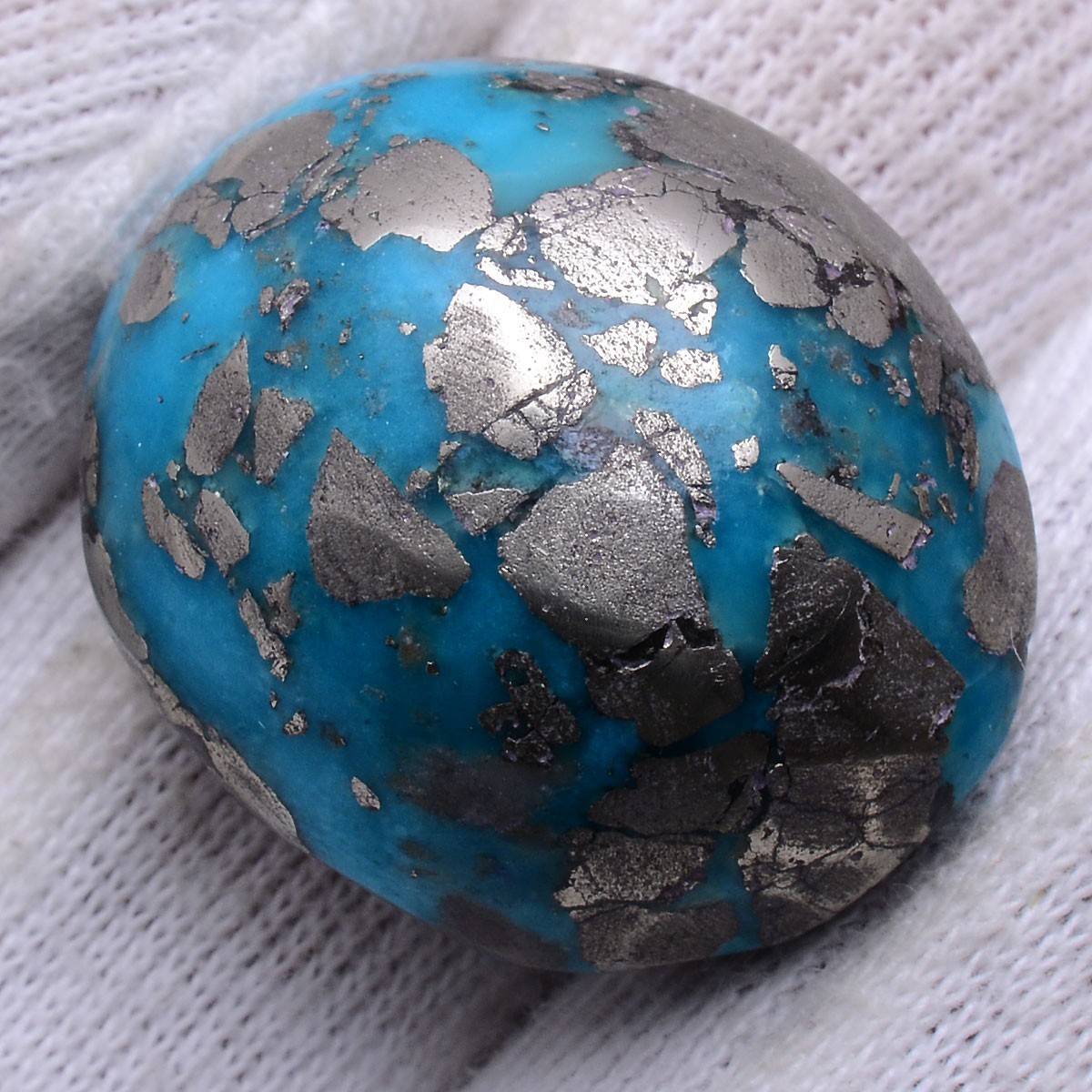 Blue Gold Magic~ 79.00 Cts Natural Persian Turquoise Hi-End Cabochon Gemstone
