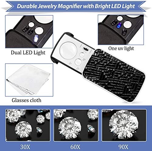 Diamond Tester & 200g Jewelry Scale + 30X/60X/90X Loupe, USB & Battery Powered,
