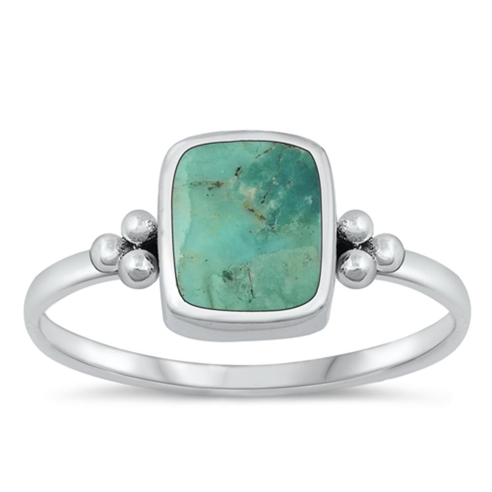 Cute Turquoise Beautiful Ring New 925 Sterling Silver Bali Style Band Sizes 4-10