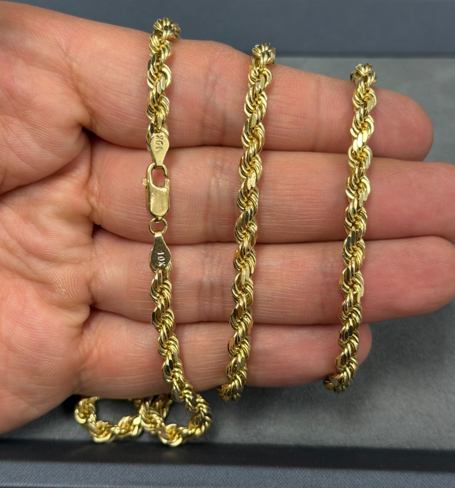 10k Solid Gold Diamond Cut 4.7mm Rope Chain 26” Inches – 43.44 Grams