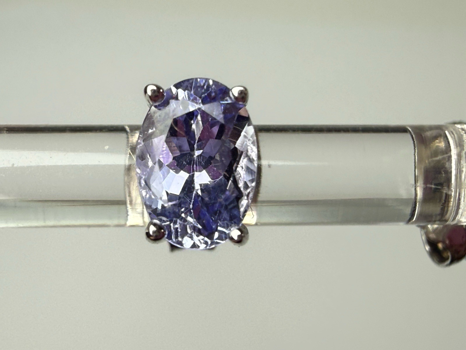 Sterling Silver Oval Faceted Tanzanite Stud Earrings BBJ 6.9mm Purple
