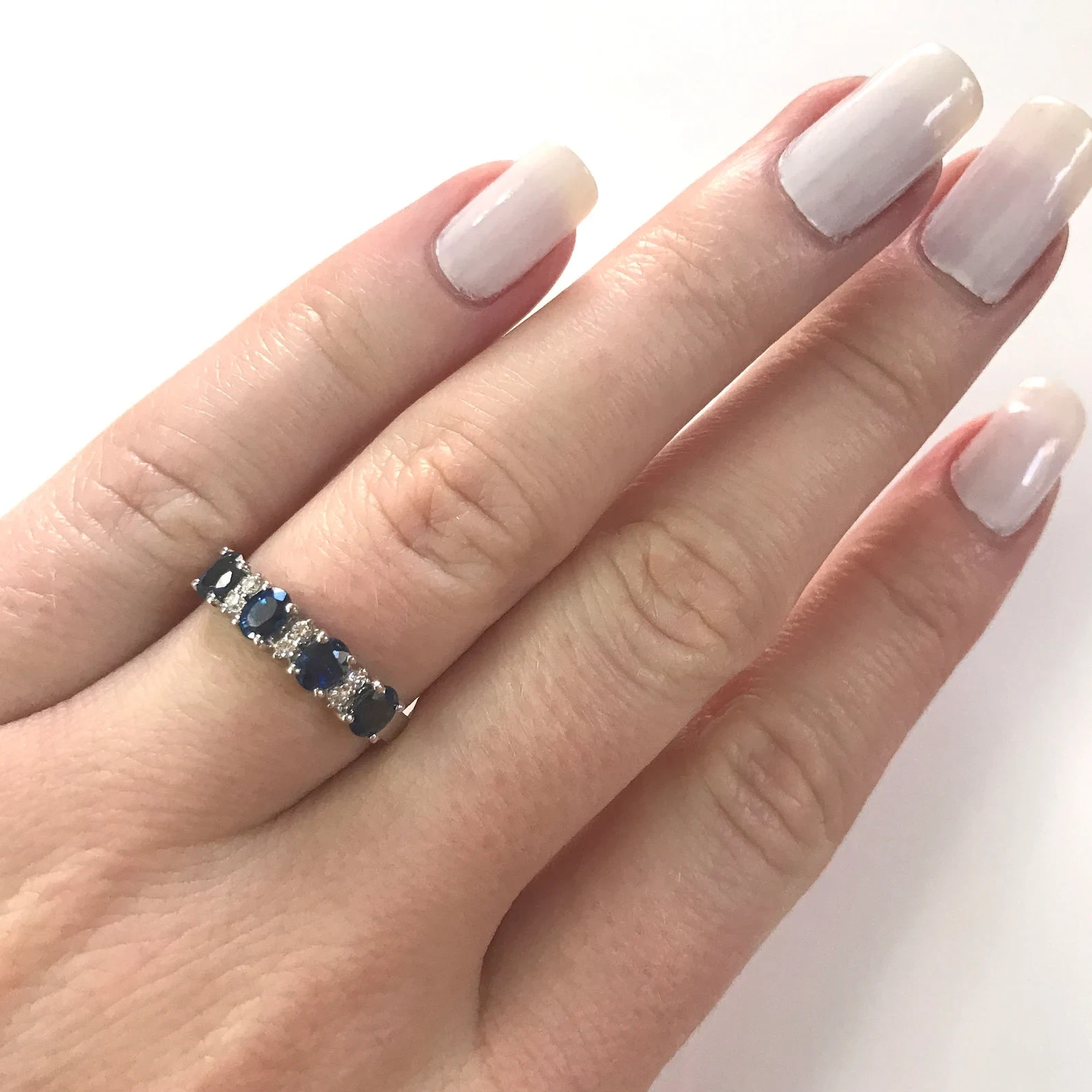 3.94 Ct Oval Cut Natural Sapphire Diamond Wedding Ring 14K White Gold Size 8