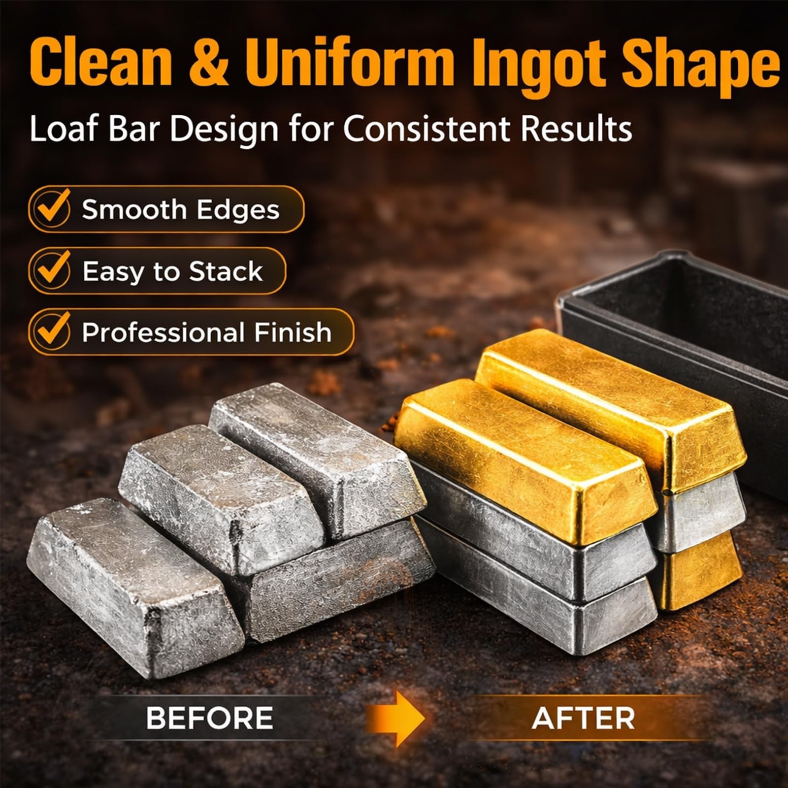 100 oz Cast Iron Ingot Mold with Handle – Metal Melting & Casting for Gold, Silv