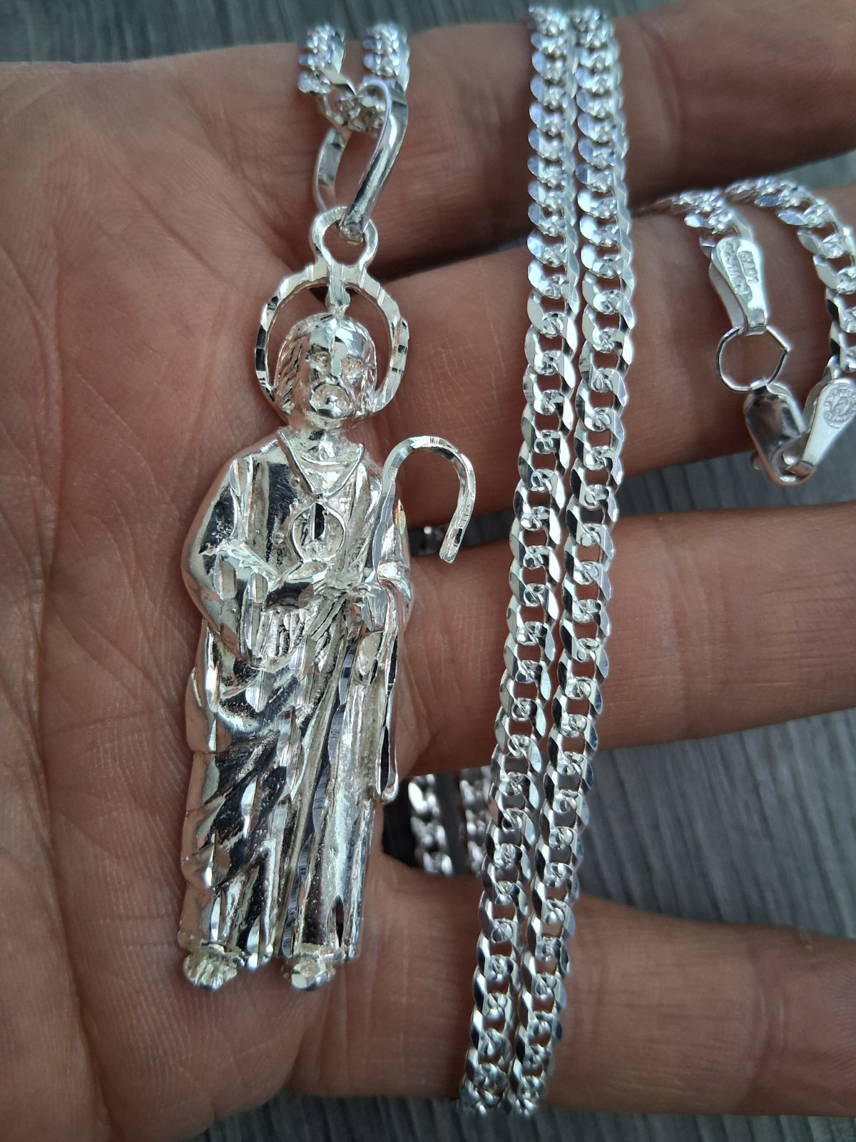 cadena y san judas plata 925 24″ de larga 3.7mm de anchor