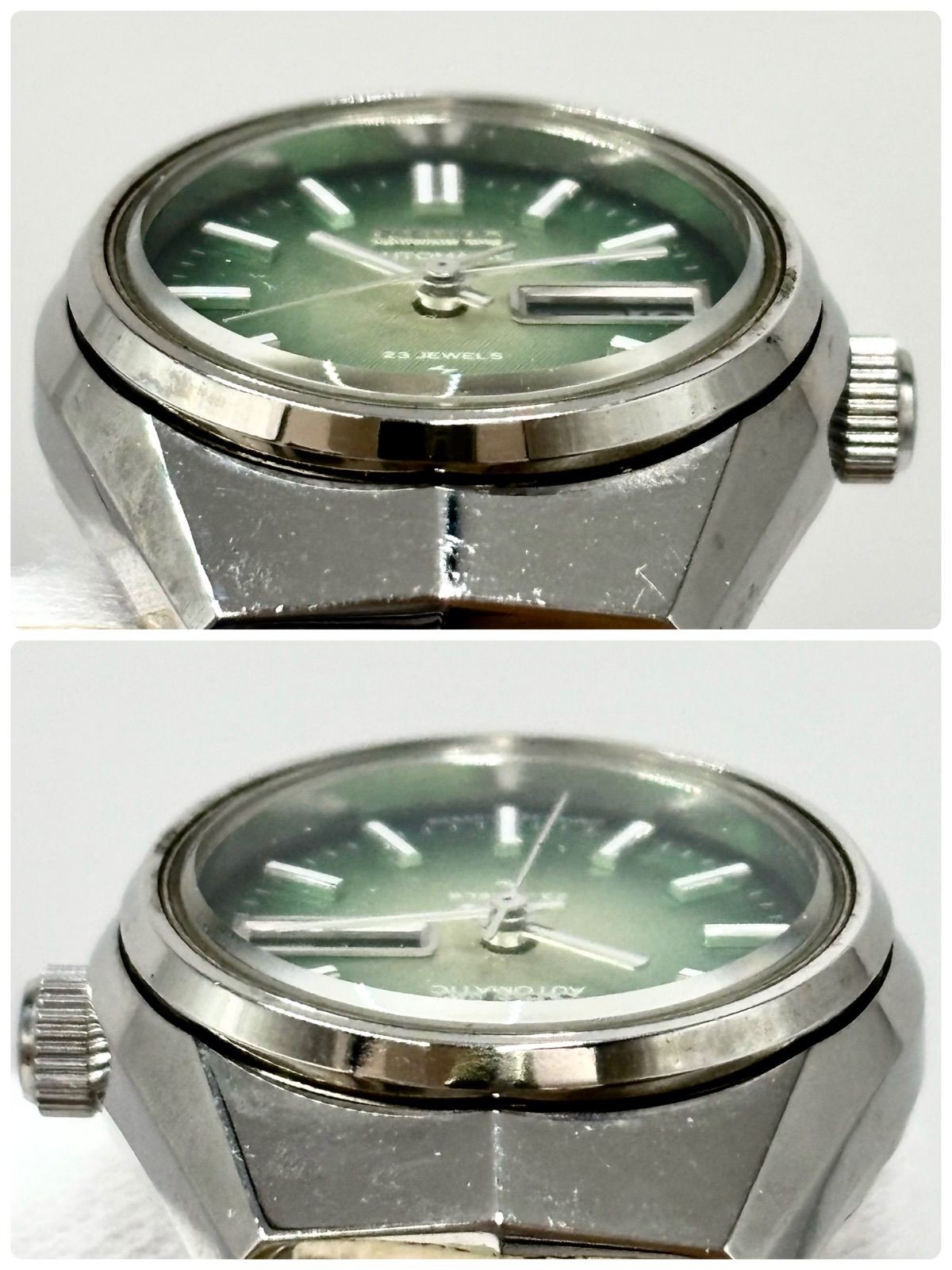 Working Dead SEIKO Joyful Wristwatch Automatic AT Day Date Green Gradient Dial C