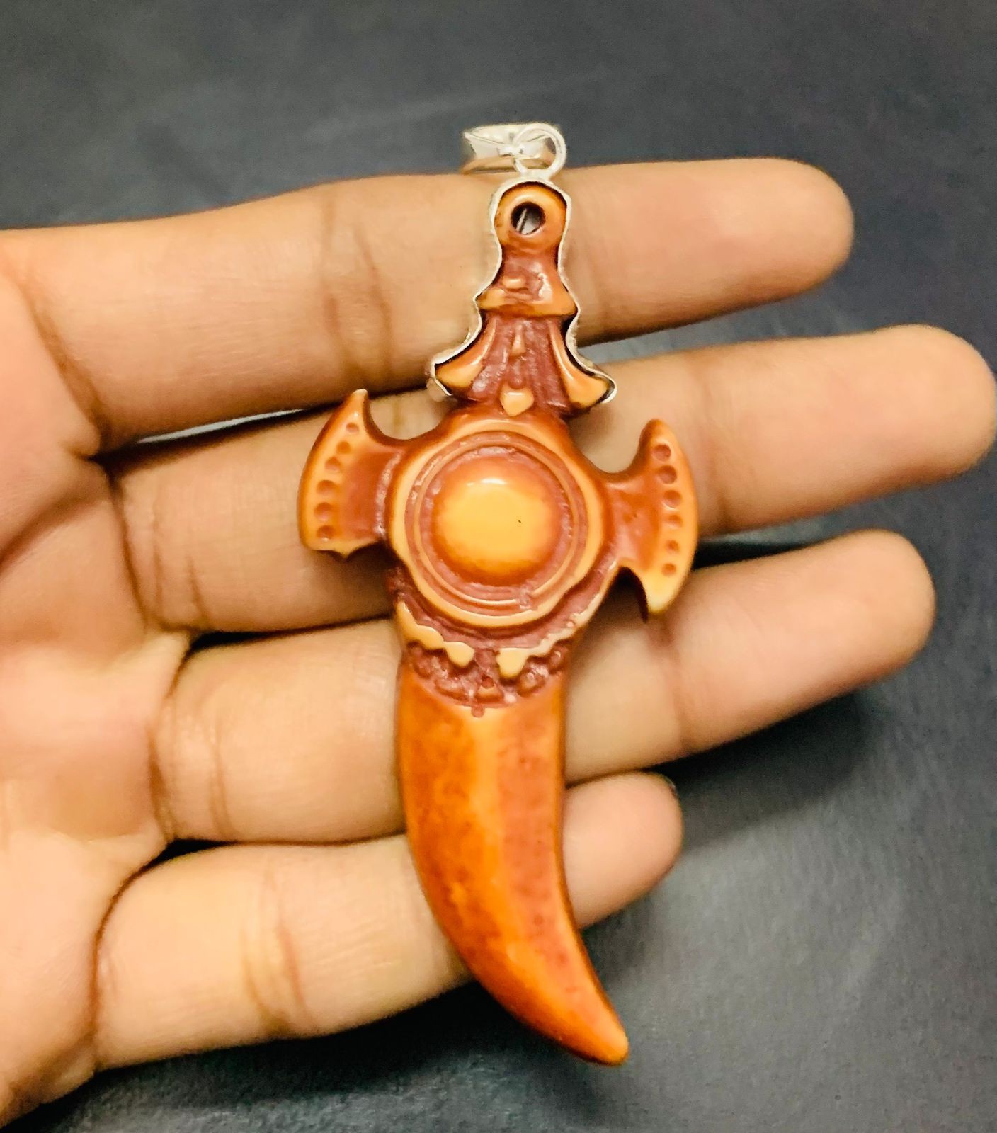Arcylic Sword Design Gemstone 925 Sterling Silver Handmade Pendant Jewelry Gift