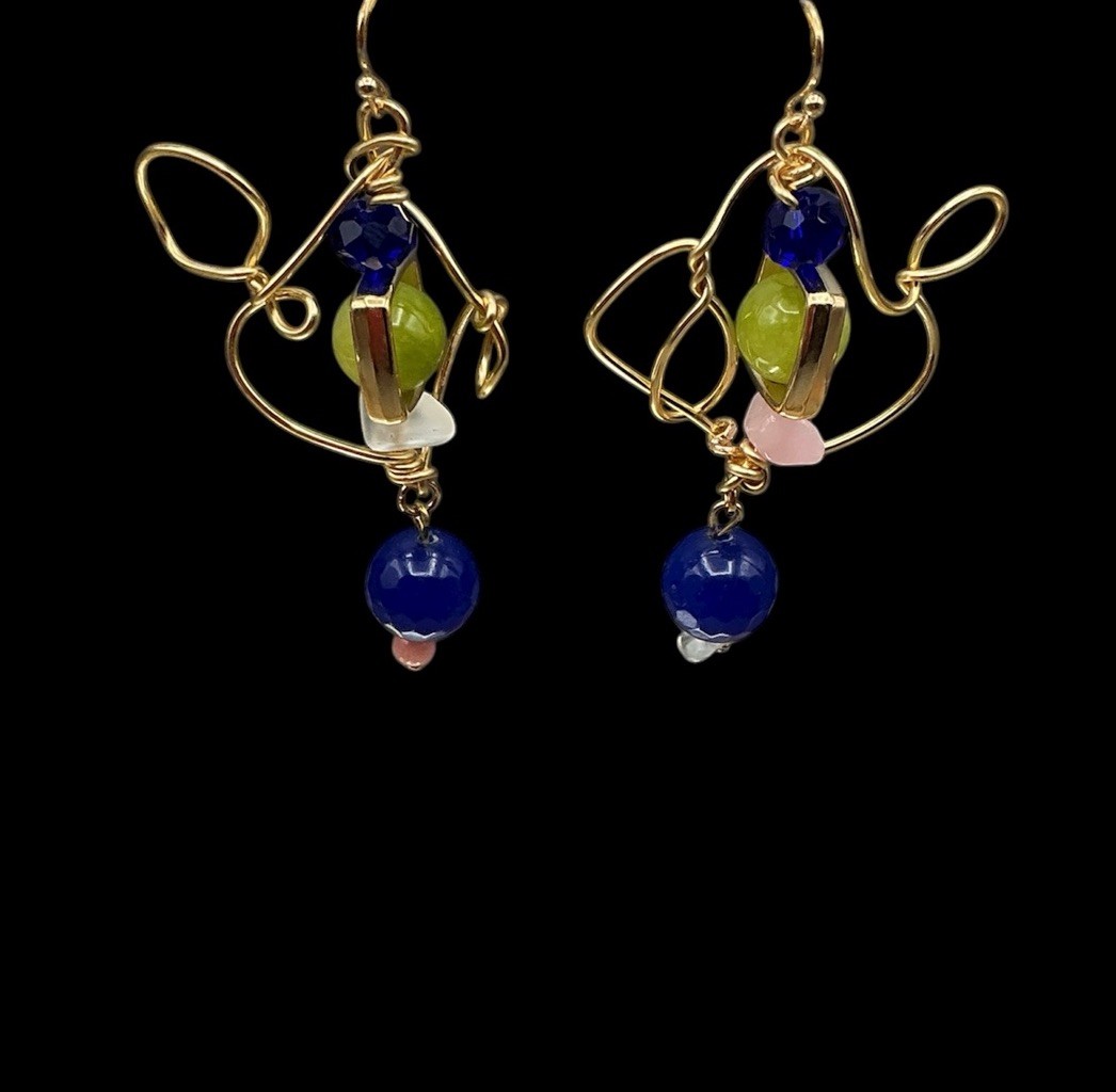 Artisan Crafted Gold Plated Peridot Agate Earrings