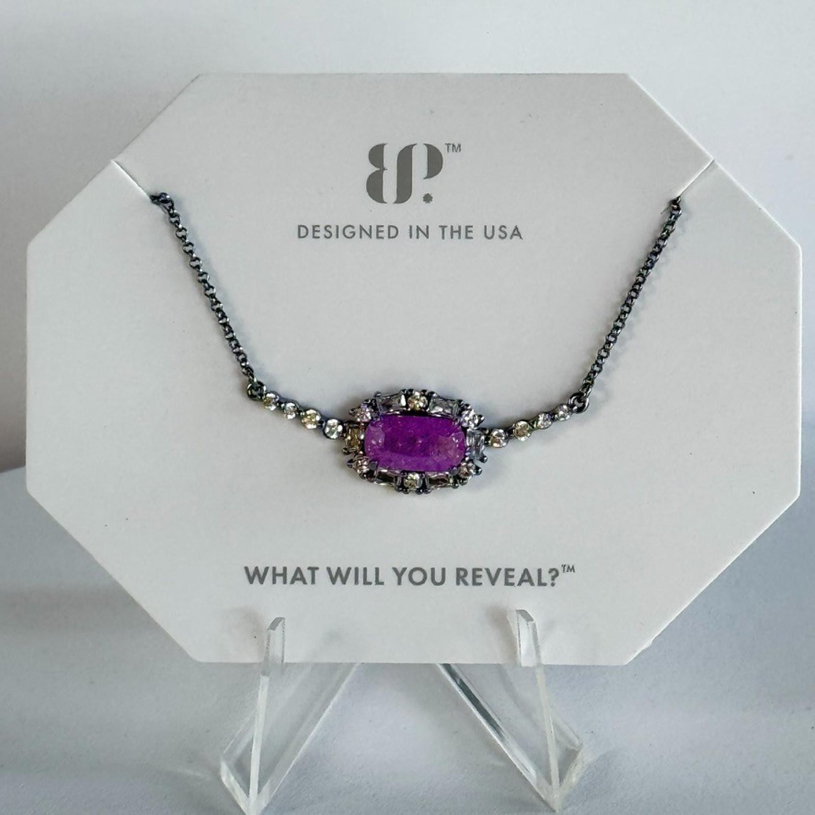 Bomb Party Necklace “ Jewel Of The Dawn” Lavender Ice Crystal on Hematite