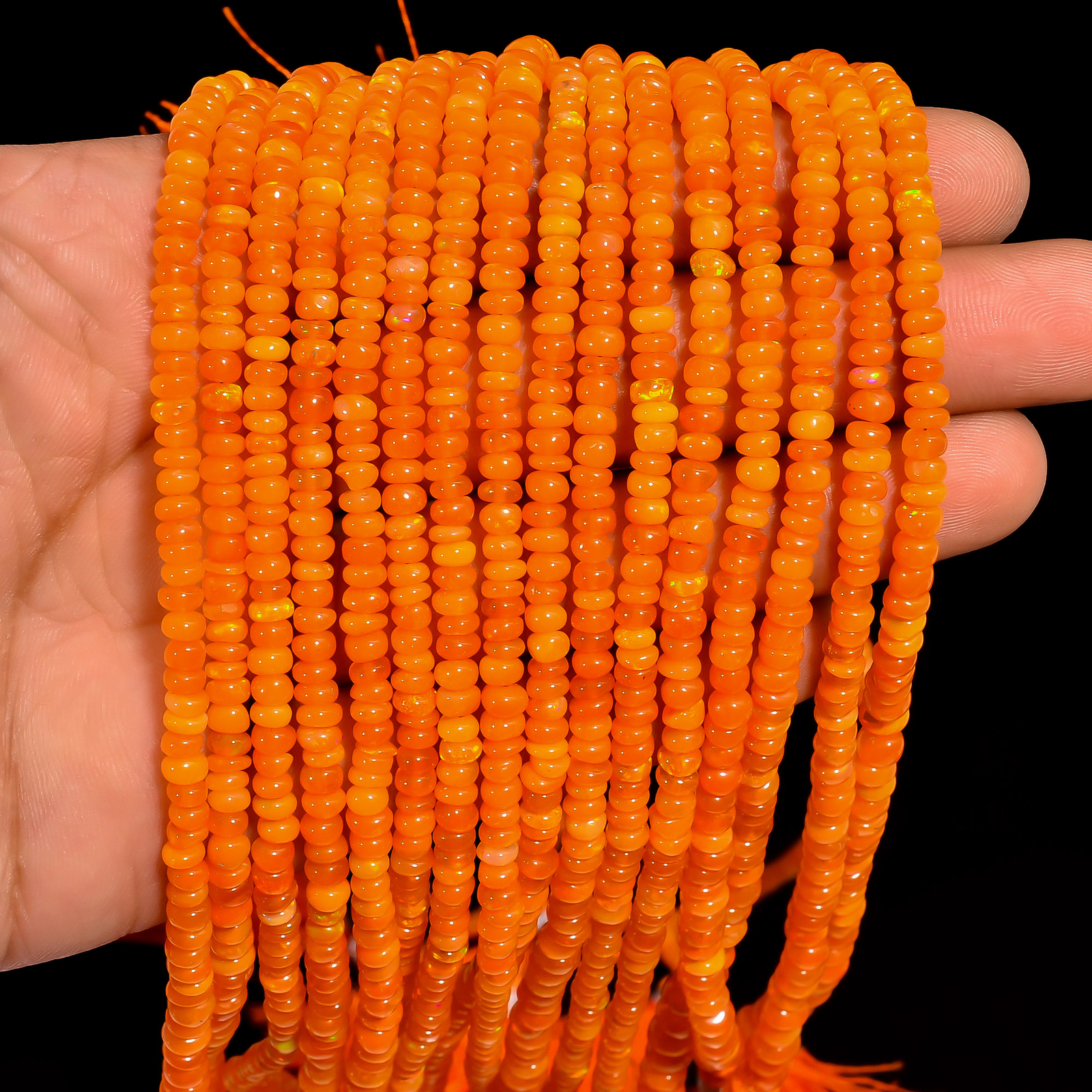 Orange Ethiopian Opal Gemstone Roundel Smooth Beads 4X4X2 mm Strand 8″ EB-698
