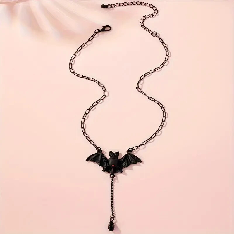 Gothic Black Bat Pendant Necklace Fashion Jewelry Halloween Party Gift New
