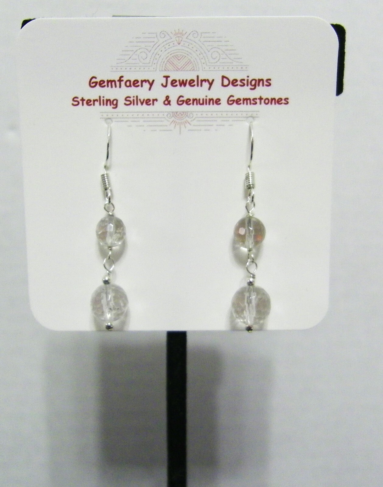 Sterling Silver Faceted AAA ROCK QUARTZ Dangle Earrings #8343…Handmade USA