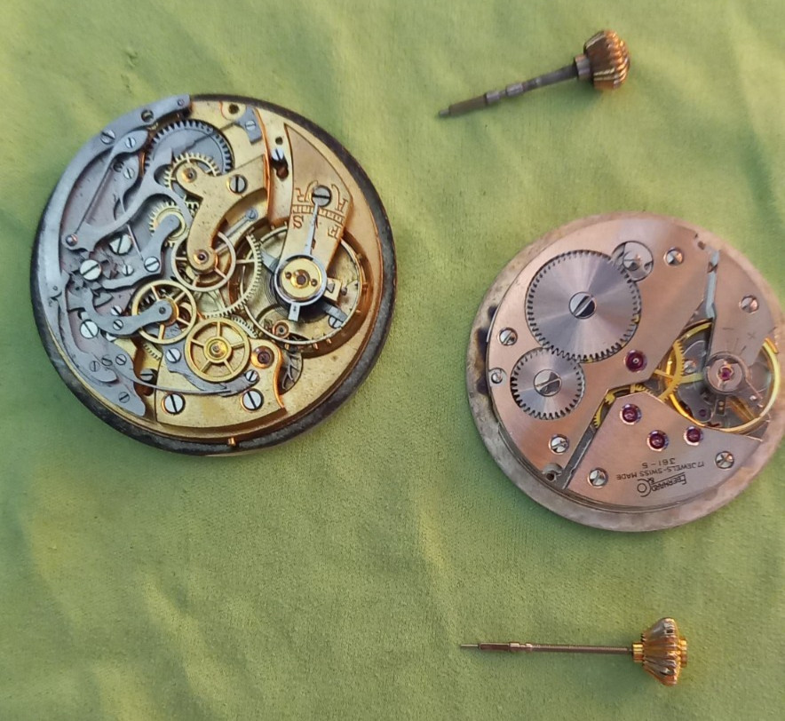 Lot of 2 Eberhard & Co Working Chronograph Pocket Watch Movements + 361-5