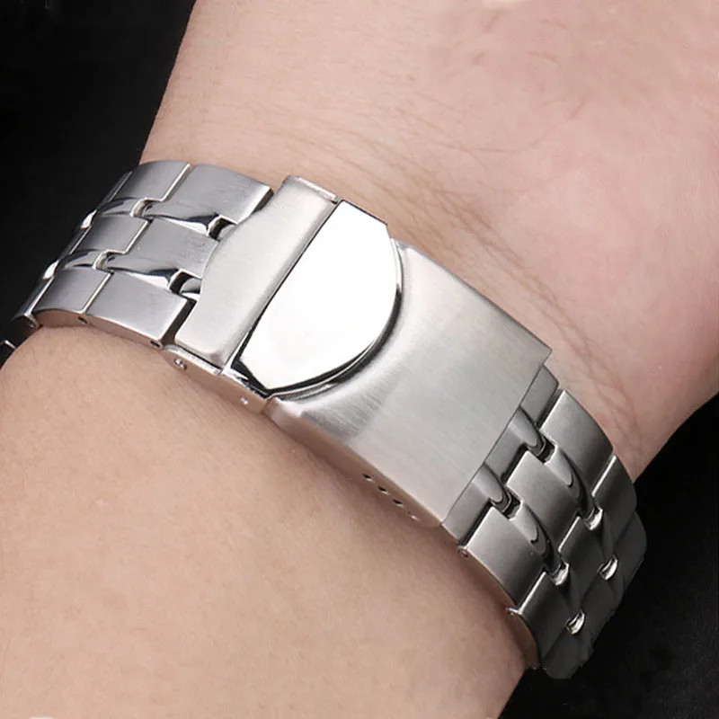 19 21mm Stainless Steel Watch Band Strap For Swatch Bracelet + Folding Buckle