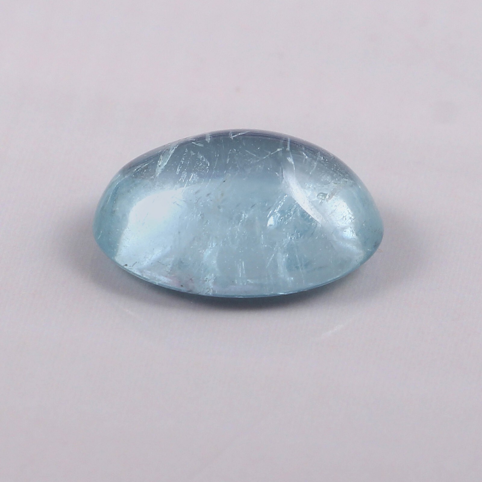 Oval Shape Natural Moss Aquamarine Loose Gemstone Cabochon 7 Carat