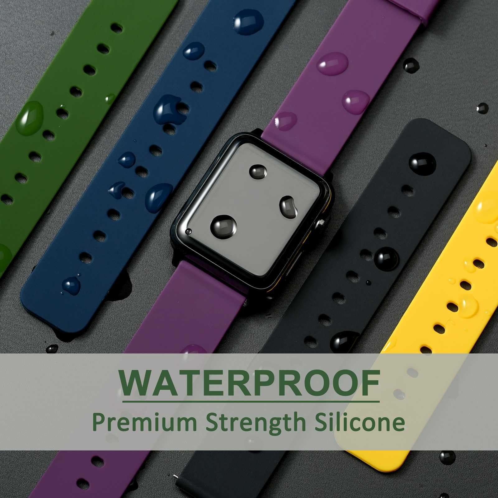 WOCCI 22mm Silicone Watch Band, Quick Release Rubber Replacement Strap with B…