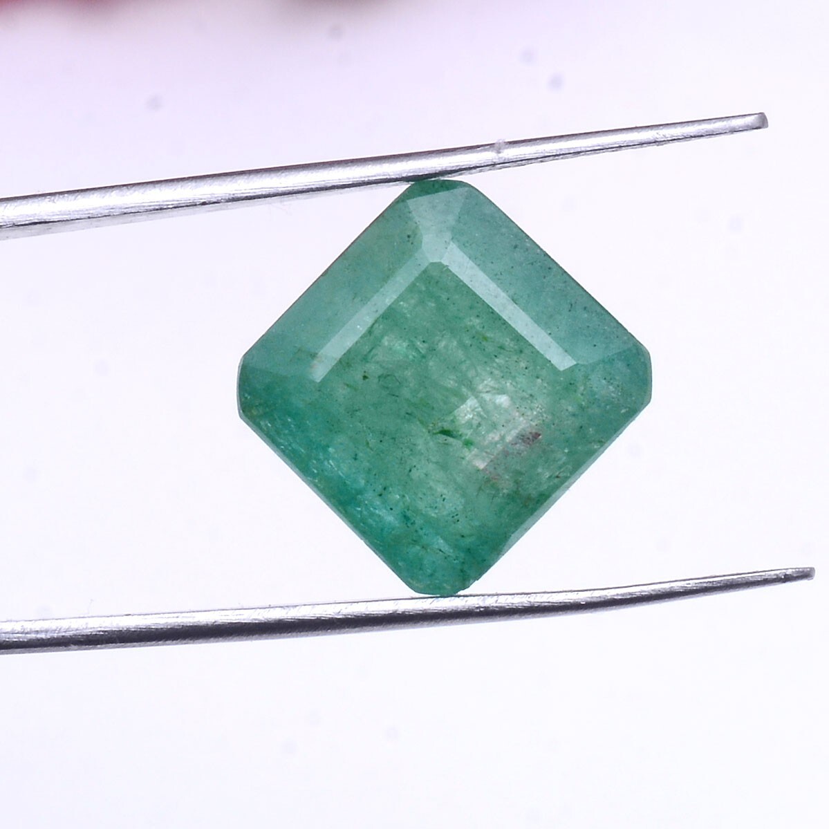 13.50 Cts Natural Brazilian Emerald 14mm Cushion Cut Stunning Ring Size Gemstone
