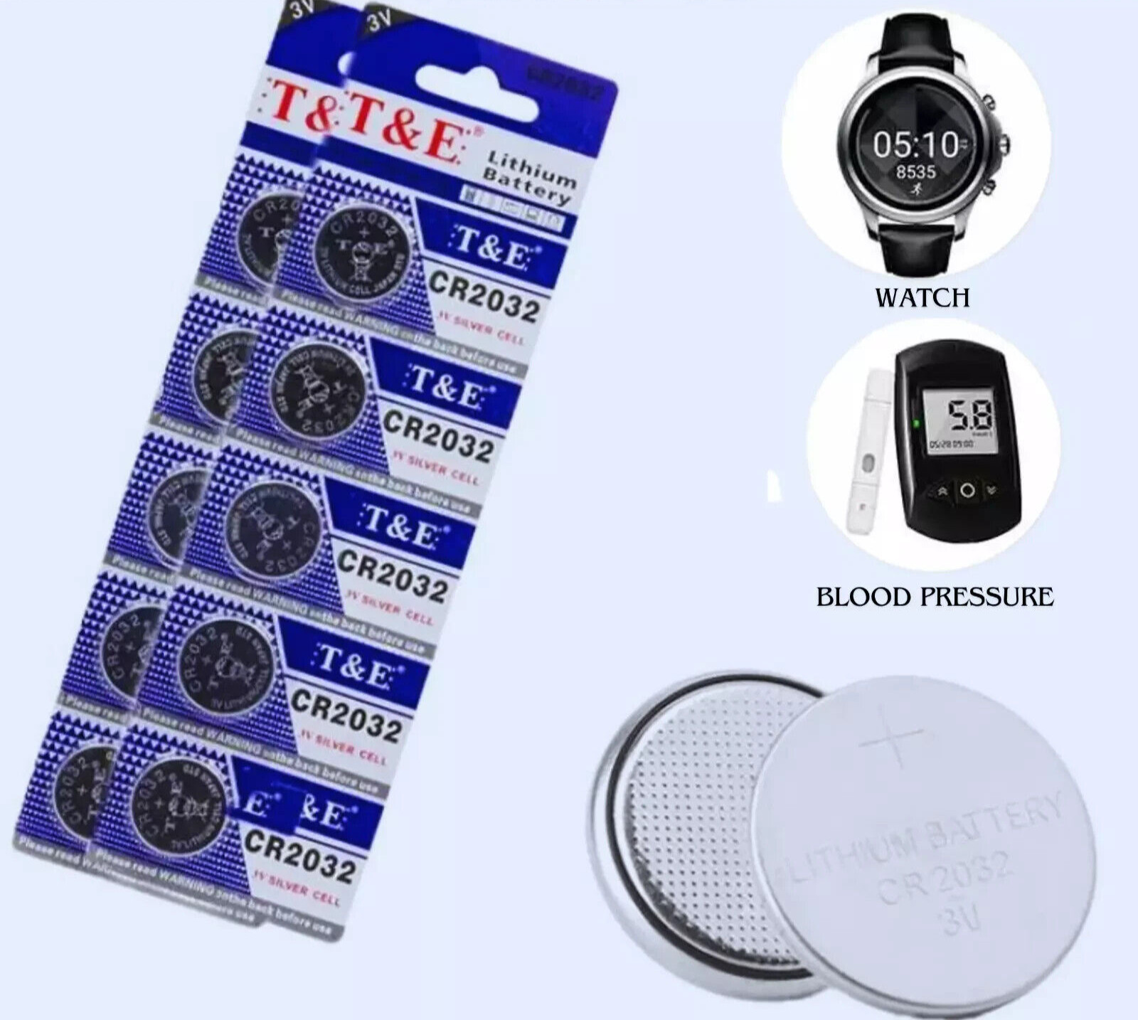 1/5/10 CR2032 Battery Lithium 3V Cell Coin Button Batteries T&E Watch Calculator