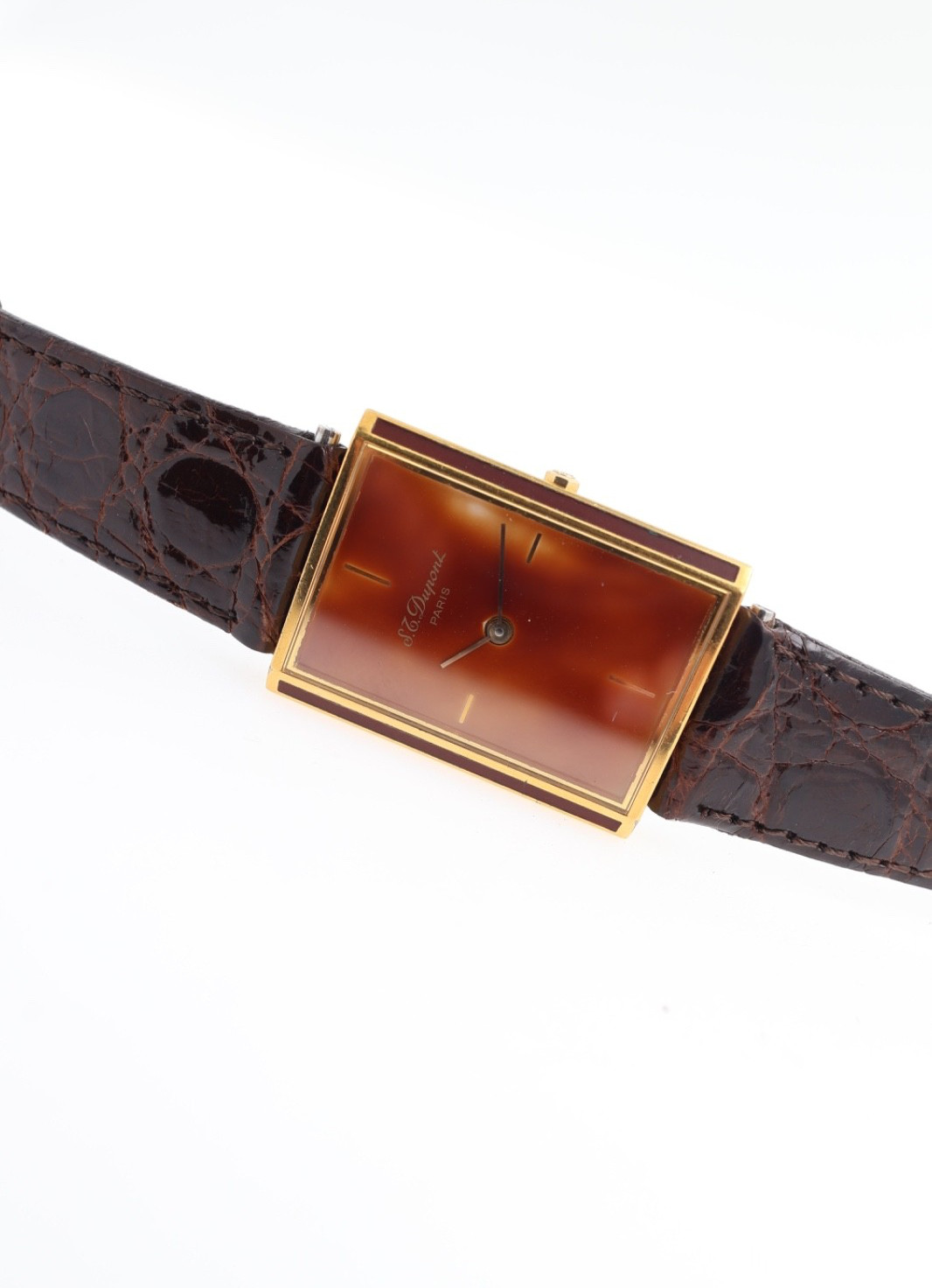 S.T. Dupont Laque de Chine Tank Style Swiss Quartz Watch Gold-Plated 82DAV79