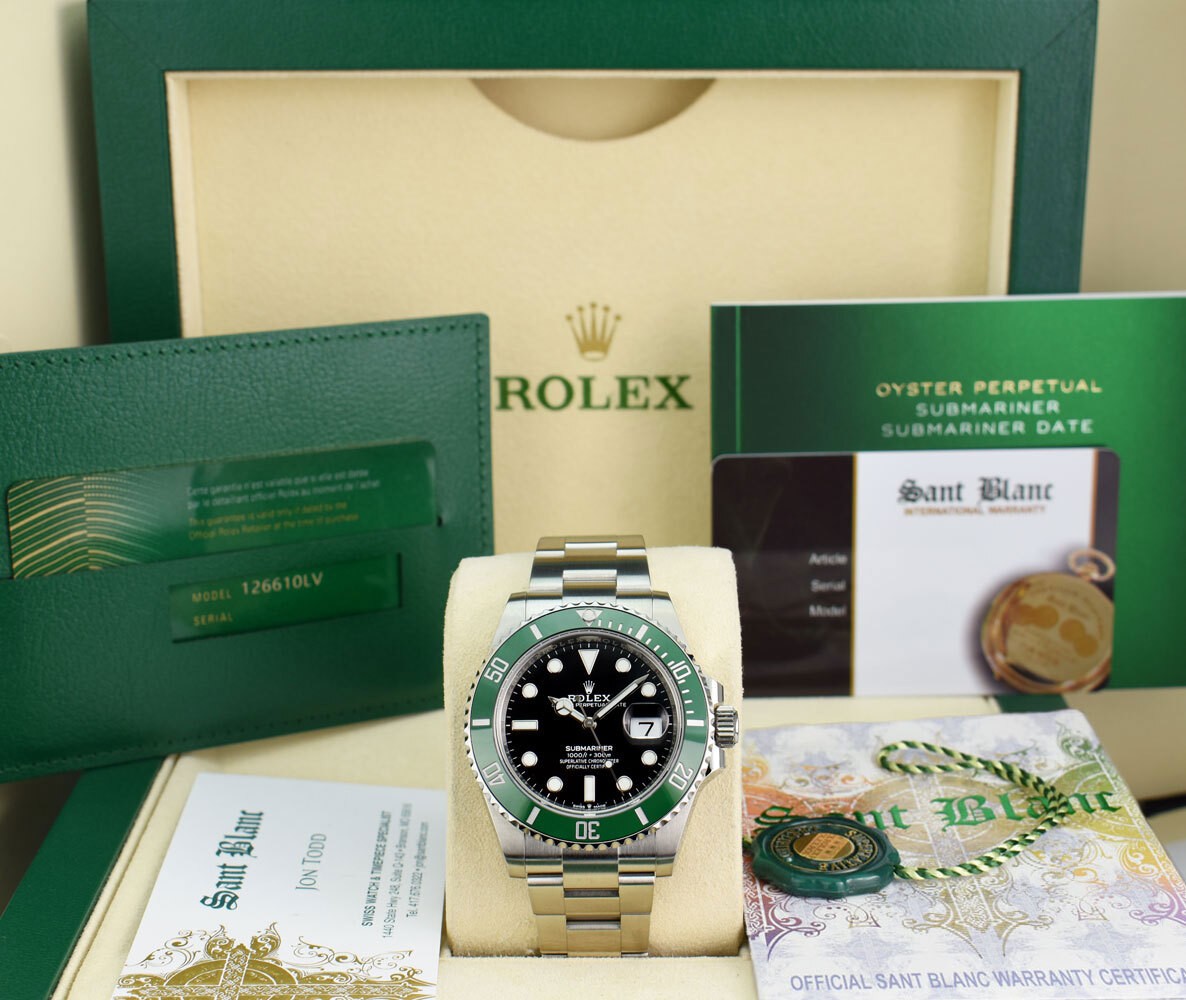 ROLEX 41mm Stainless SUBMARINER Green Bezel “KERMIT” 126610LV SANT BLANC