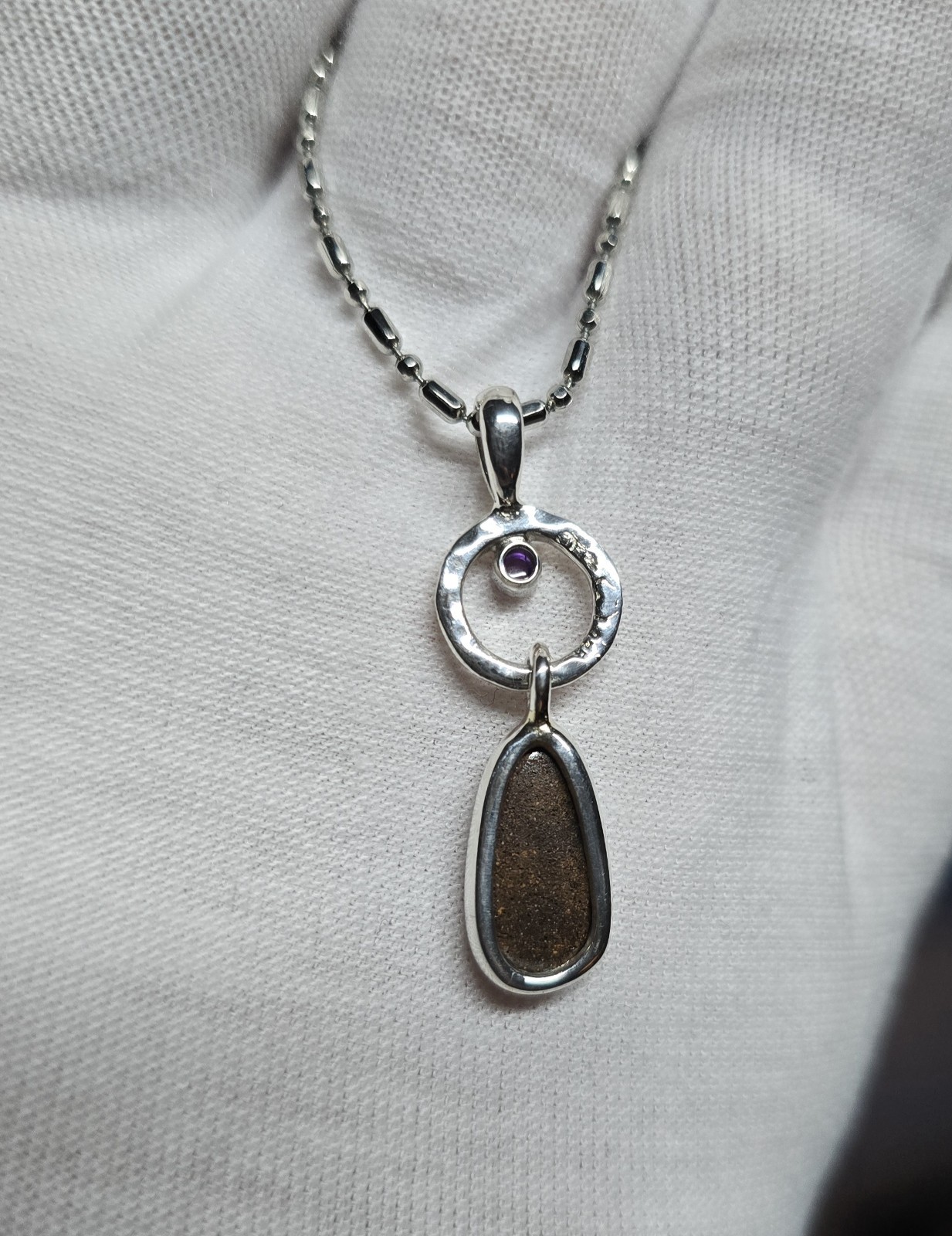 Modern Australian Made Solid Boulder Opal Silver 925 One Of A Kind Pendant