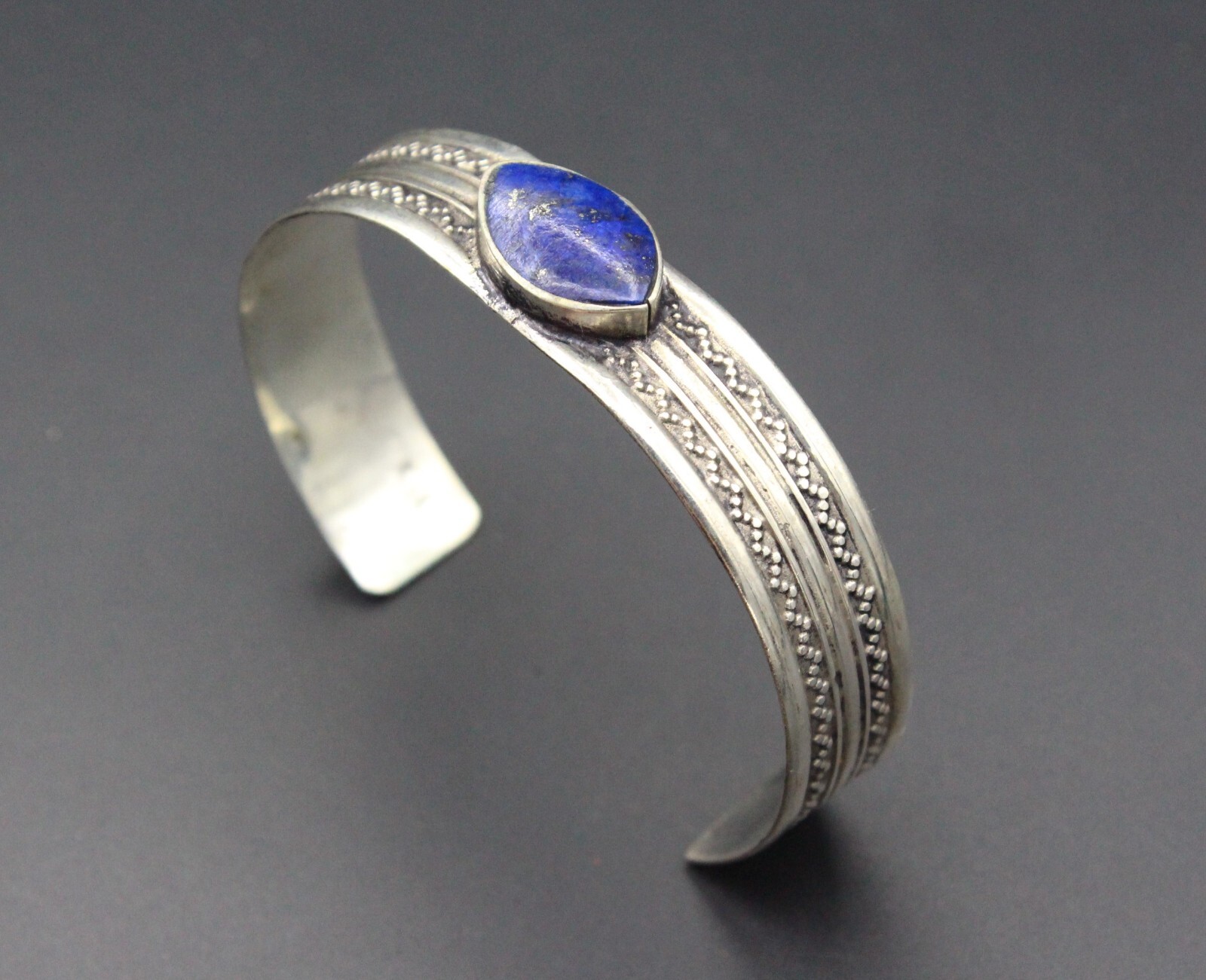 Afghan Bracelet, Lapis Lazuli Stones Bracelet, Cuff Alpaka Kuchi Boho Bracelet