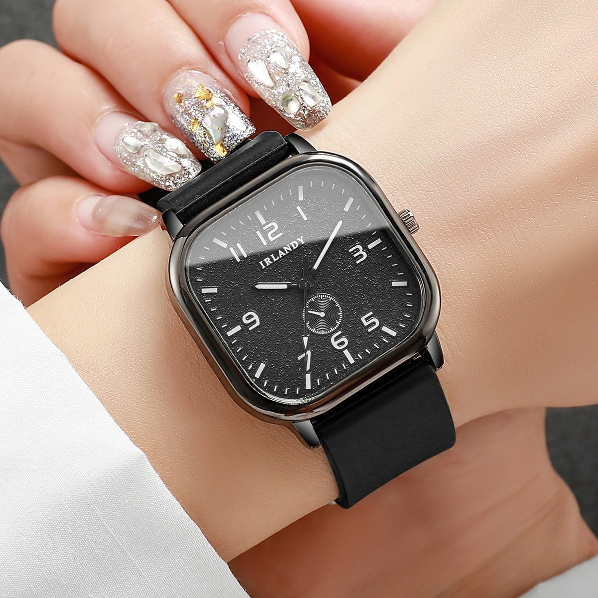 Square Quartz Watch Silicone Strap Casual Sports Men Women