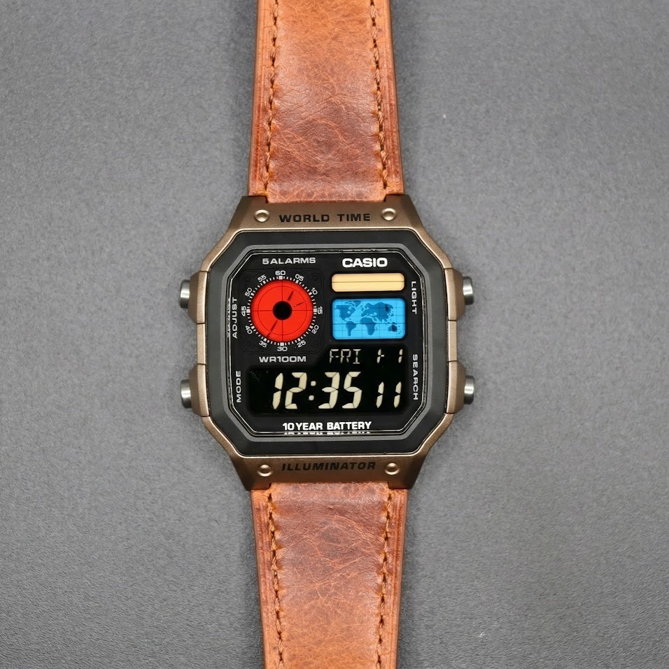 Bronze CASIO AE-1200WHD. Royale Watch Mod. Negative Display – Hydromod