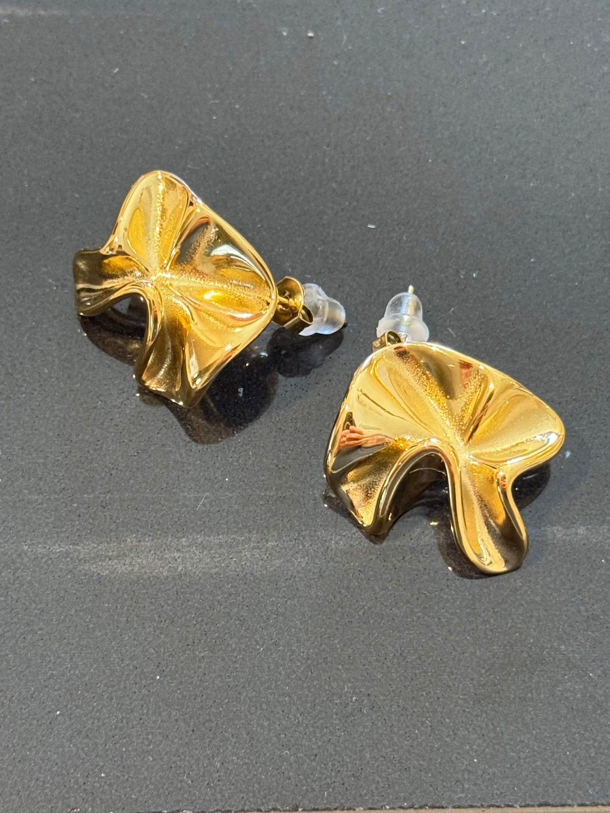 Stainless Steel Irregular Flower Stud Earrings