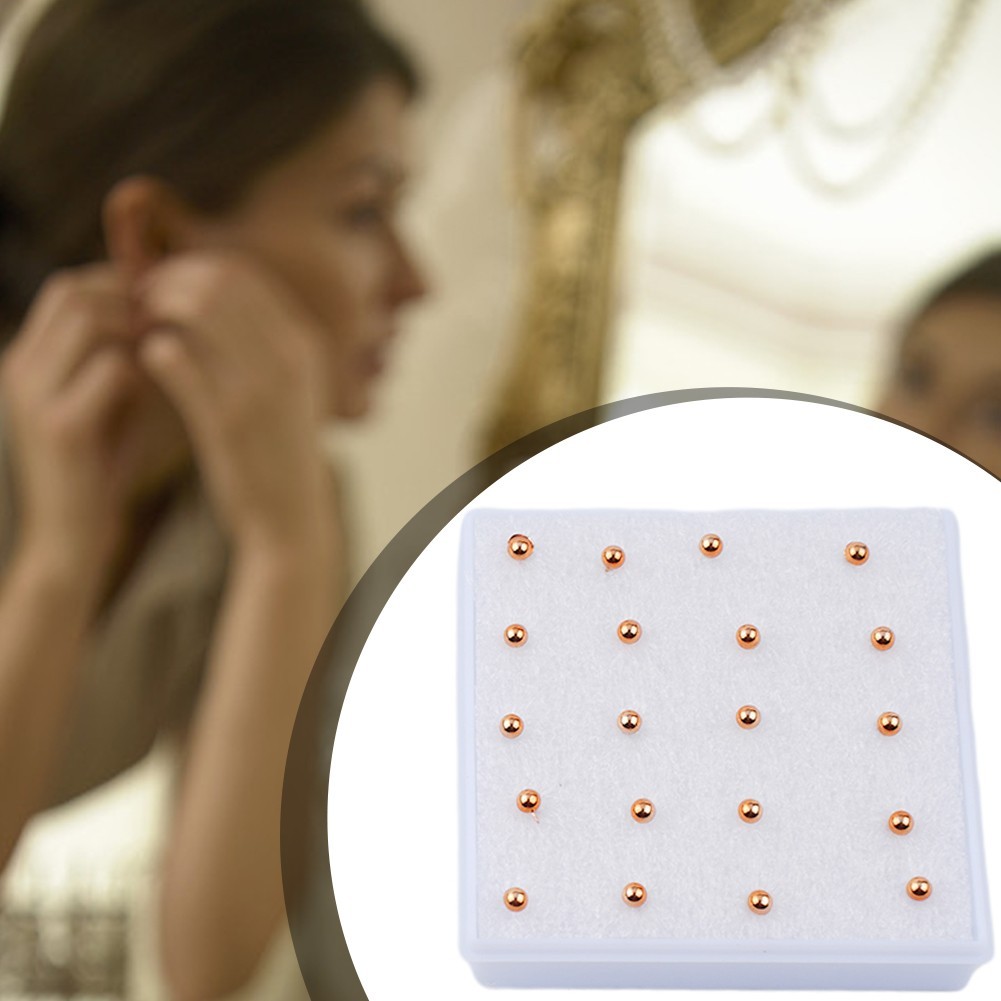 Small Stud Earrings Round Plain 10 Pairs Silver Ladies Ball Bead Ear Elegant 3mm